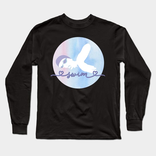 I Love Swimming Watercolor Pastel Pink, Purple and Blue Aesthetic Long Sleeve T-Shirt by YourGoods